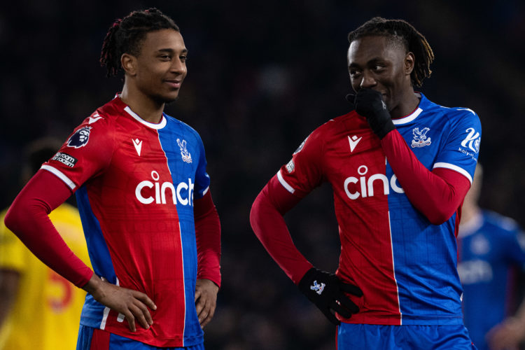 LONDON, ENGLAND - JANUARY 30: Michael Olise and Eberechi Eze of Crystal Palace during the Premier League match between Crystal Palace and Sheffield...