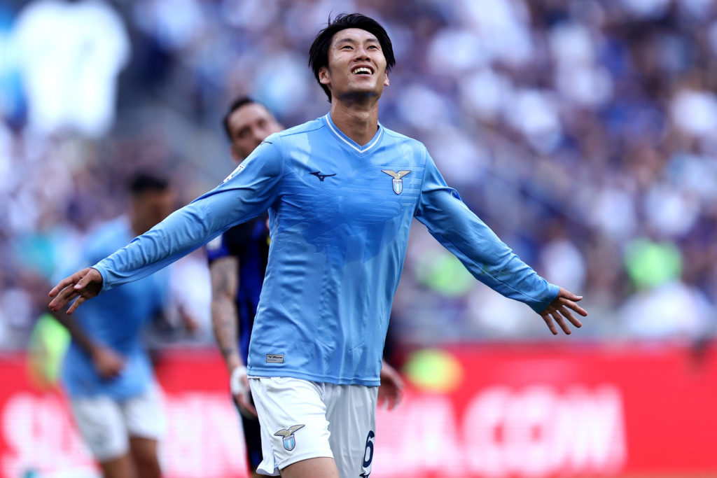 Daichi Kamada of Ss Lazio celebrates after scoring a goal