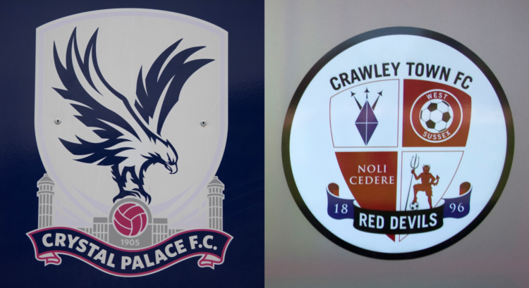 An image featuring a Crystal Palace and Crawley Town badge.