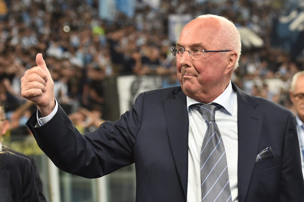 Former SS Lazio coach Sven-Goran Eriksson greets fans