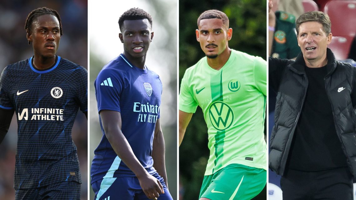 Split image of Trevoh Chalobah, Eddie Nketiah, Maxence Lacroix, and Oliver Glasner.