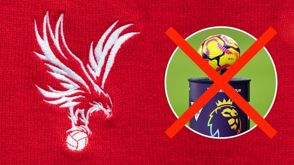 Crystal Palace badge. Inset, a cross over a Premier League football.