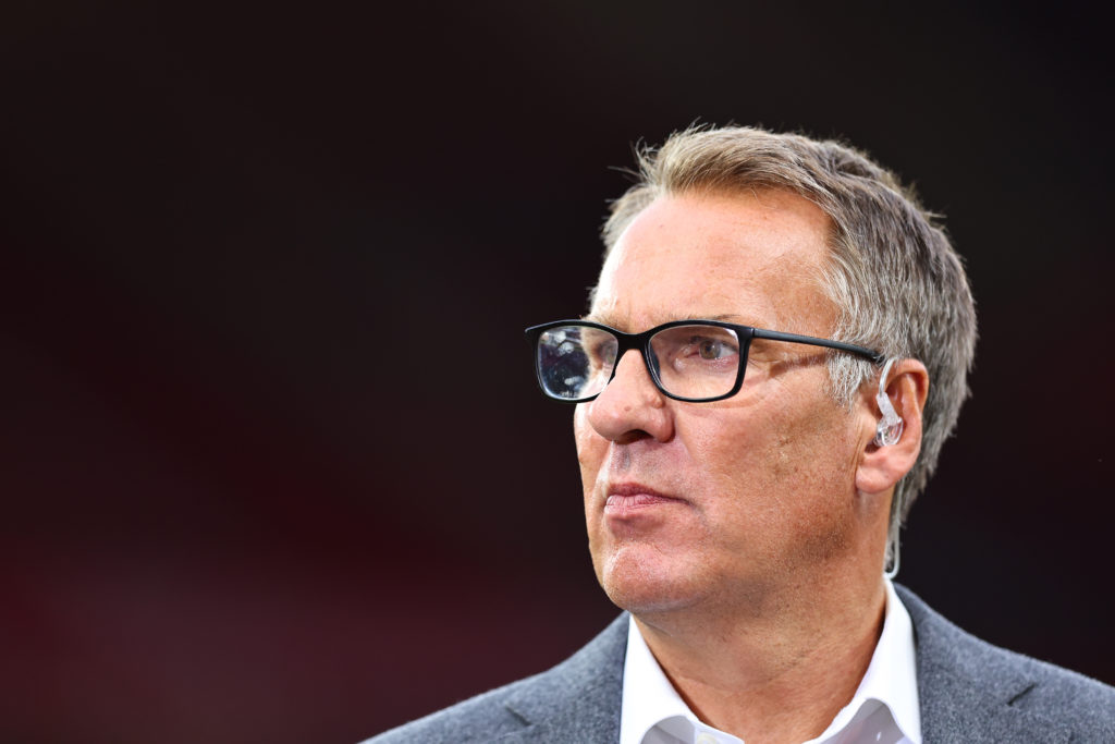 Paul Merson looks on during a Premier League clash between Manchester United and Arsenal