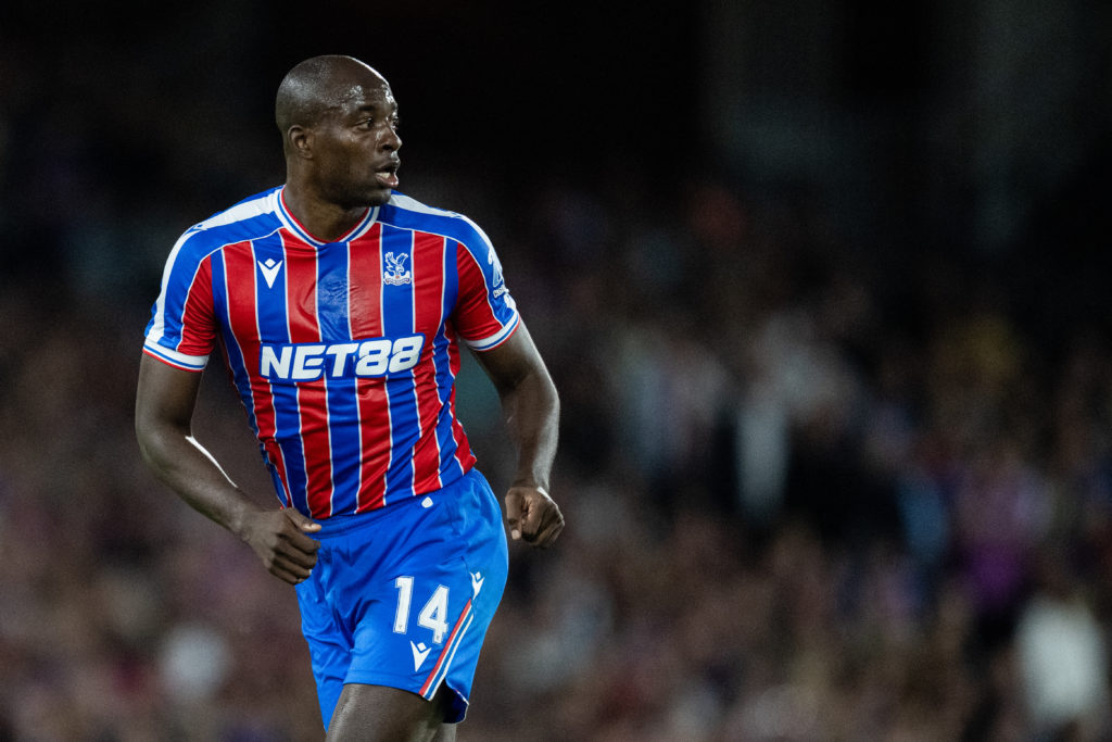 Jean-Philippe Mateta in action for Crystal Palace against Fredrikstad
