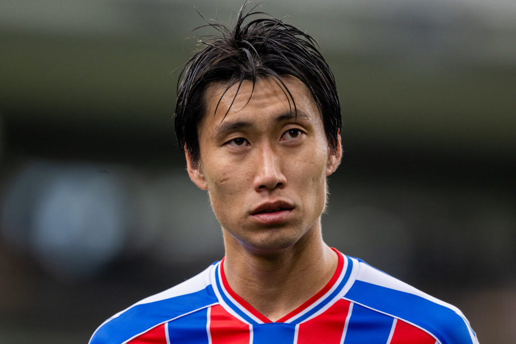 Daichi Kamada in action for Crystal Palace during a Premier League clash against Sunderland