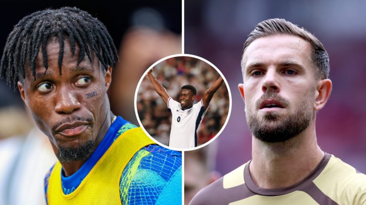 Split image of Wilfried Zaha and Jordan Henderson, Marc Guehi inset