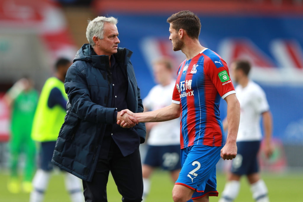Jose Mourinho shakes the hand of Joel Ward after a Premier League clash between Crystal Palace and Tottenham
