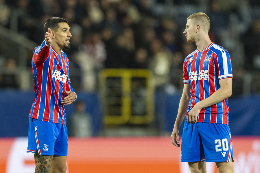 Daniel Munoz and Adam Wharton during UEFA Conference League match between FC Dynamo Kyiv and Crystal Palace FC.
