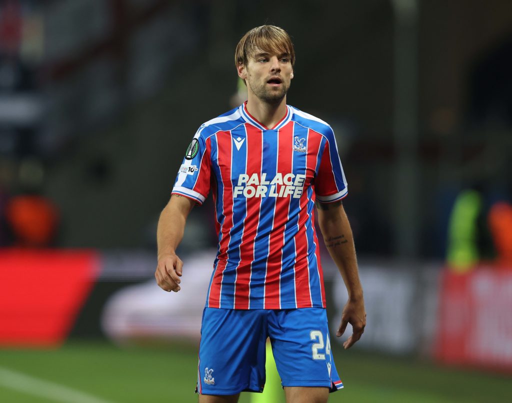 Borna Sosa in action for Crystal Palace during the UEFA Conference League clash against Dynamo Kyiv