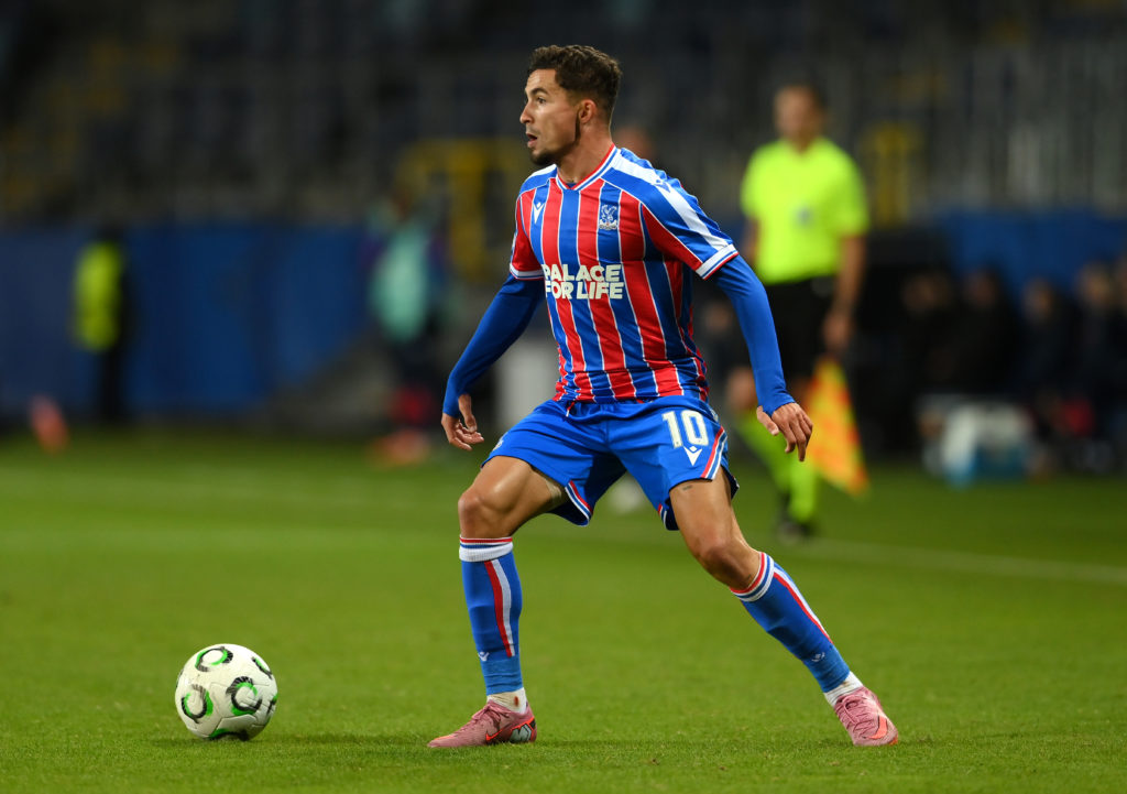 Yeremy Pino of Crystal Palace controls the ball.
