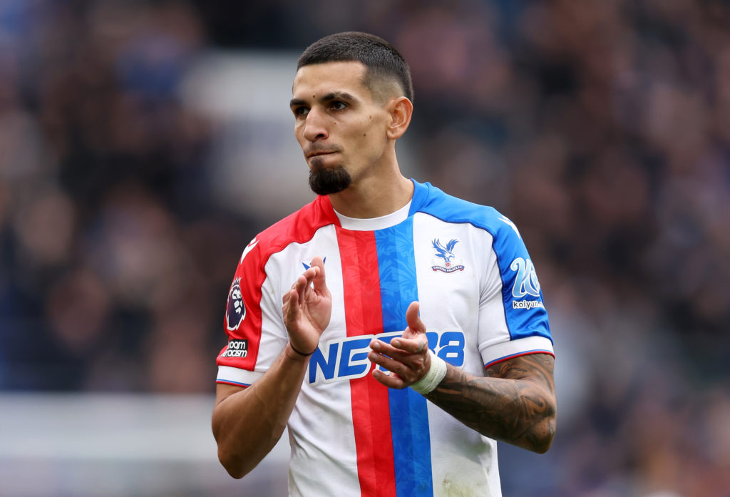Daniel Munoz of Crystal Palace acknowledges the fans.