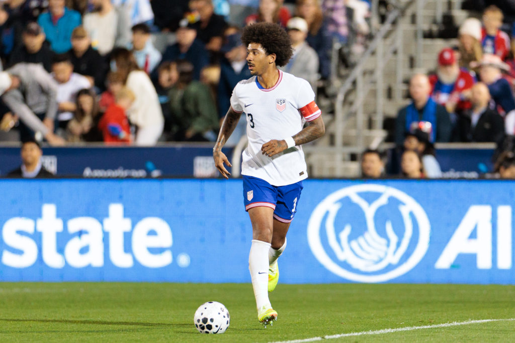 Chris Richards in action during United States v Australia