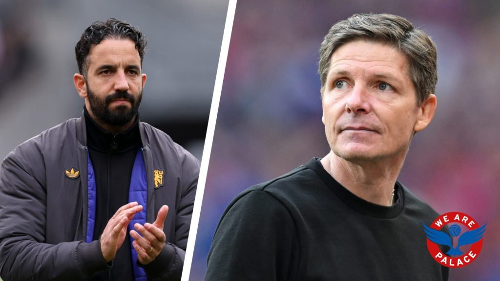 Split image of Man United manager Ruben Amorim, and Crystal Palace manager Oliver Glasner.