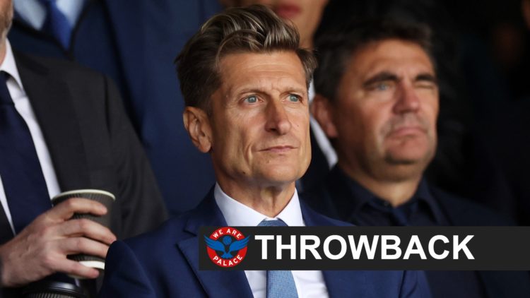 Crystal Palace owner Steve Parish sits in the stands.