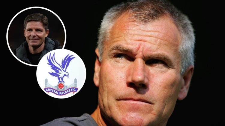 Former Crystal Palace manager Peter Taylor. Inset, Oliver Glasner and Crystal Palace badge.