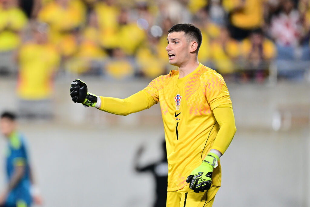 Dominik Livakovic in action for Croatia