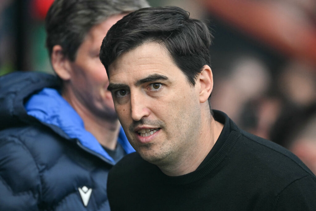 Andoni Iraola managing Bournemouth against Crystal Palace